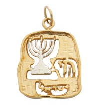  Gold Filled Menorah Chai Pendant